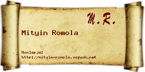 Mityin Romola névjegykártya